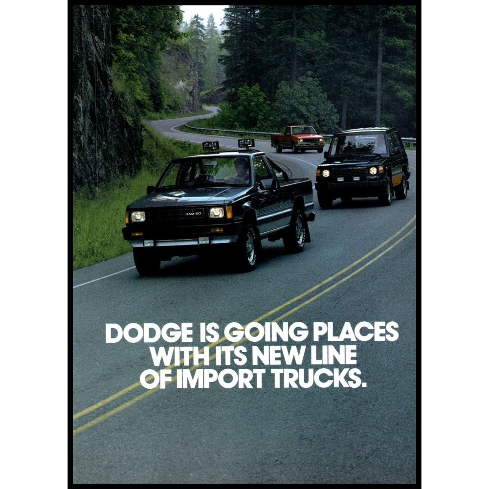 1987 Dodge Import Truck Line Up Raider Power Ram 50 Vintage Print Ad Wall Art